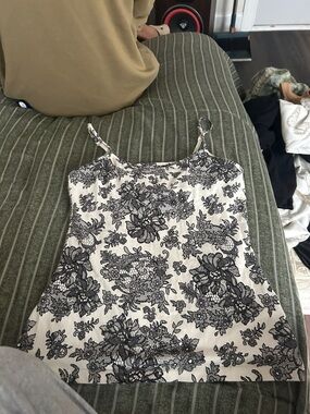 Women’s Black & White Floral Cami Top